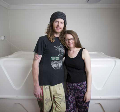 Qweekend story: 'Think Inside The Box: Float therapy' by Andrew McMillen, October 2014. Michael Harding and Rebecca Houghton photographed by Russell Shakespeare